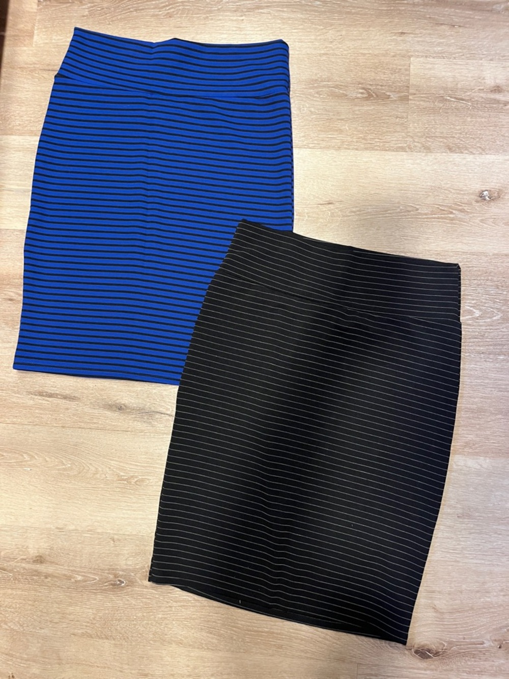 LuLaRoe Royal Blue & Black Pinstripe Pencil Skirts
